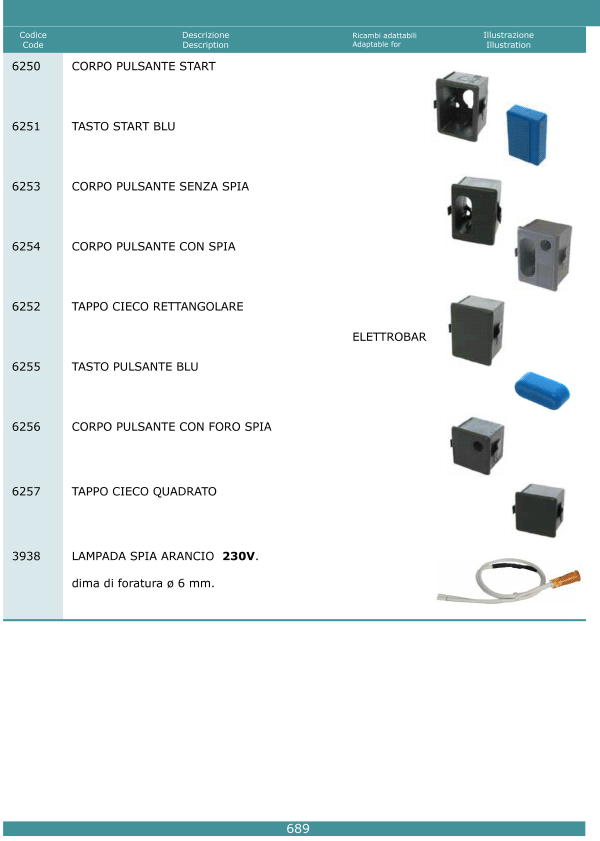 Pulsanti interruttori 689